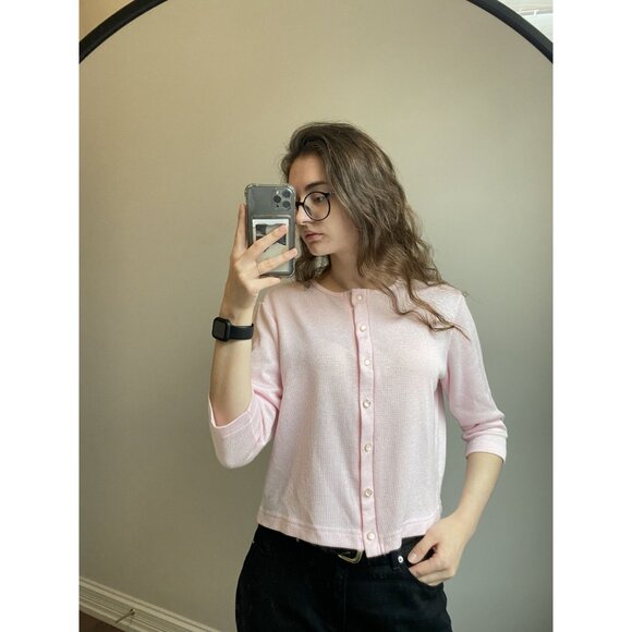 Blair Cropped Pink Cardigan Medium - Picture 4 of 10